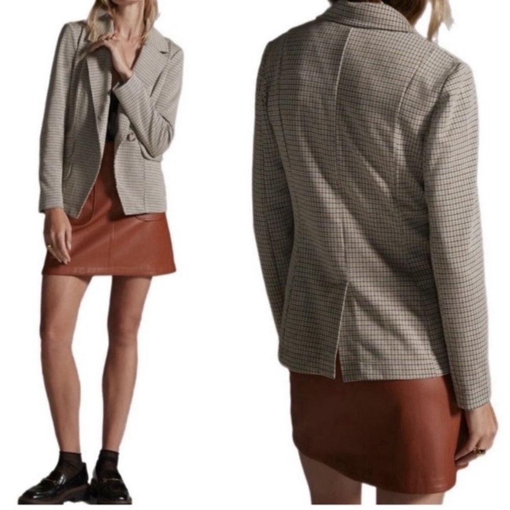 Anthropologie Maeve Collegiate Knit Houndstooth Blazer Jacket XL - Picture 12 of 12